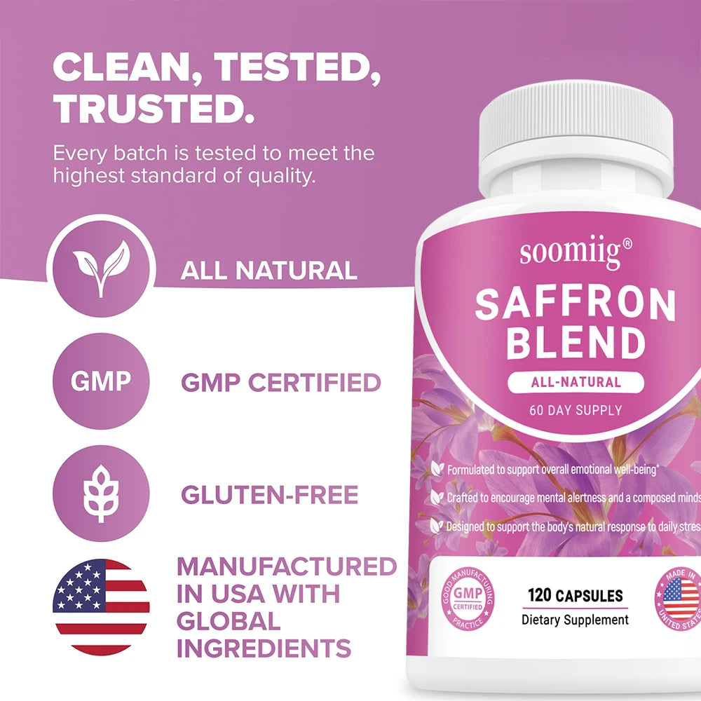 Saffron Supplements Saffron Extract for Mood & Memory, Eye Health - Joint Supplement for Women & Men - 120 Vegan Capsules