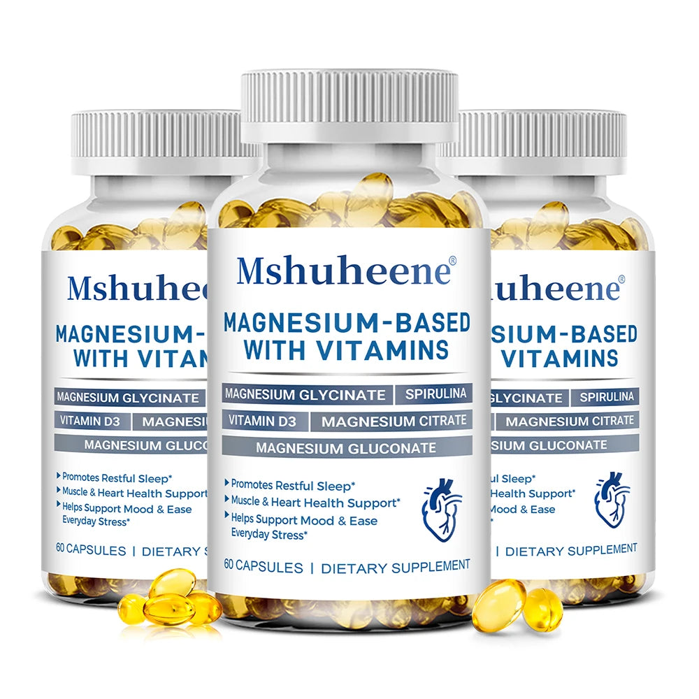Magnesium 800mg Vitamin D3 Capsules, High Absorption, Supports Sleep, Muscle Recovery, Bone, Heart & Immune Health for Men Women
