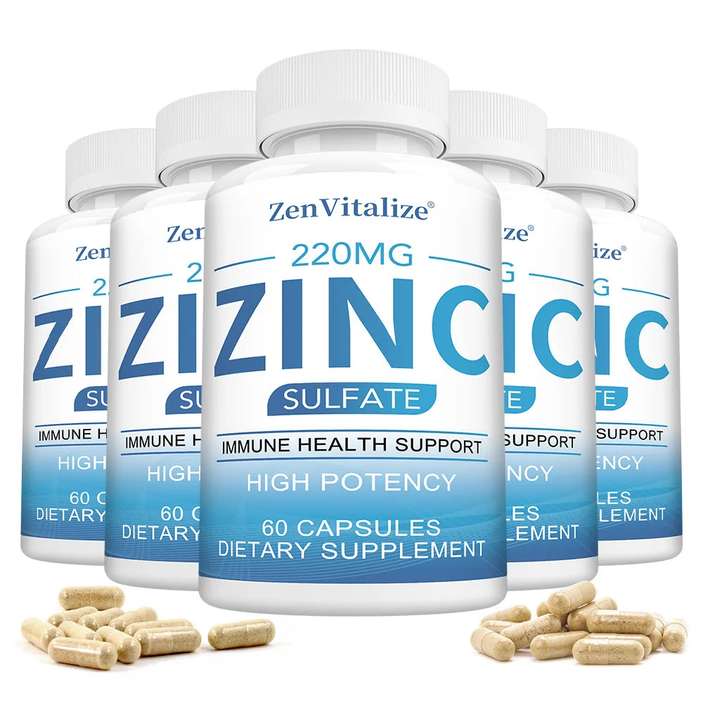 Zinc 50Mg Supplement Capsules – Zinc Sulfate for Antioxidant & Skin Health, Suitable for Both Men and Women