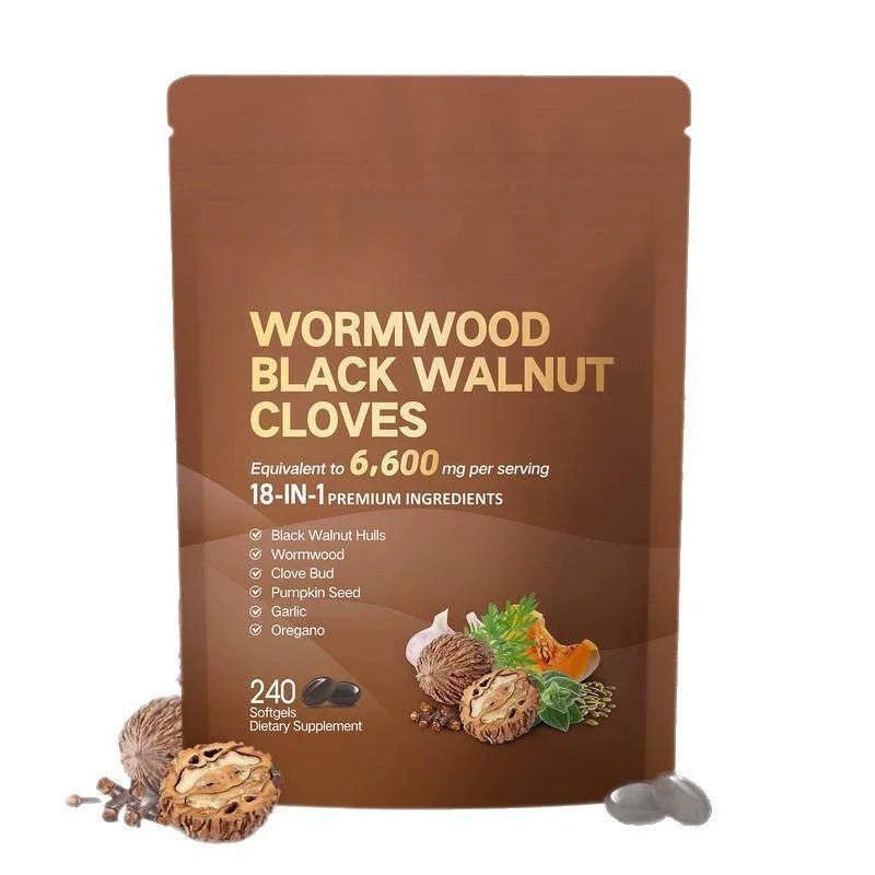 18-in-1 Wormwood Black Walnut Clove Softgels 6600mg Herbal Blend with Garlic Pumpkin Seed Oregano Daily Wellness 240 Softgels