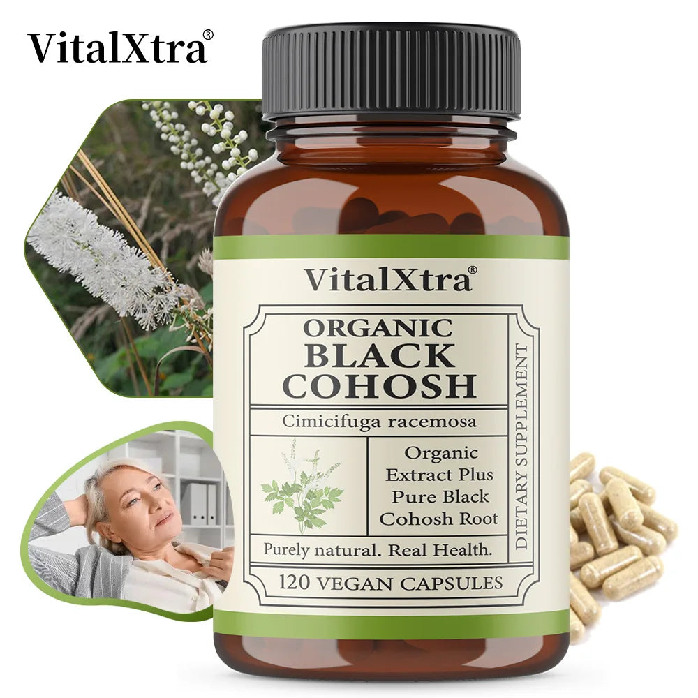 Black Cohosh Supplement, Female Herbal Support, Relieves Menopausal Hot Flashes and Night Sweats, and Improves Sleep Quality
