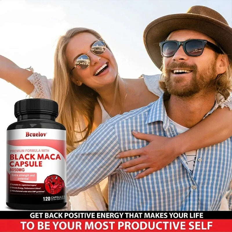 Powerful Black Maca Supplement for Men and Women, Improve Energy, Endurance, Muscle Mass Health, Maca Root Vegan Capsule