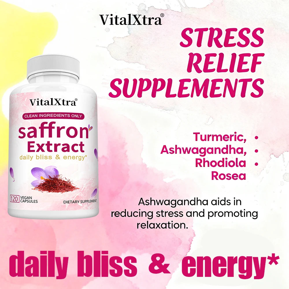 Saffron Extract Capsules Supplements for Women & Men - Premium Saffron Supplements - Mood Support, Improve Eye Health