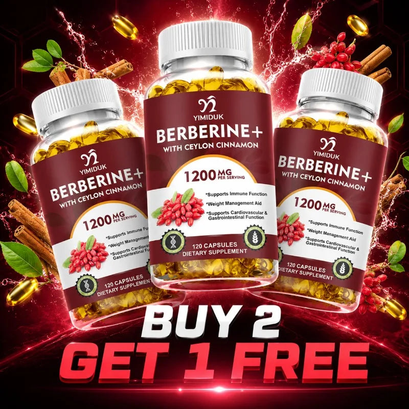 YIMIDUK Berberine Supplement, with Cinnamon & Bitter Melon, Support Heart Health, Weight Management, Cognitive Clarity