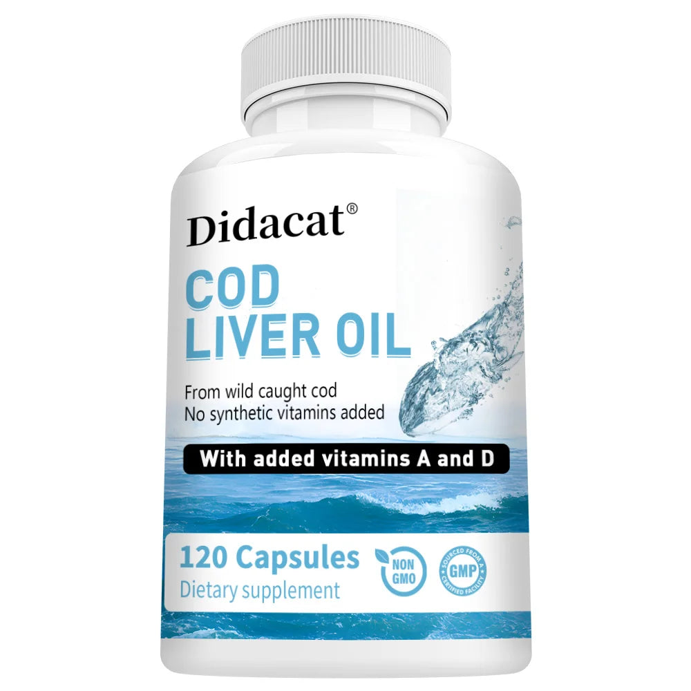 Cod Liver Oil Plus Vitamins A and D Dietary Supplement Softgels for Immune Health, Promoting Bone, Skin Health, Vision Support