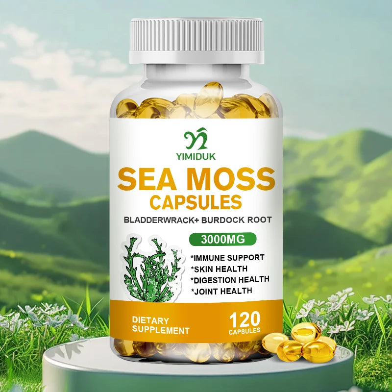 Buy 1 Get 1 Free! Organic Sea Moss Supplement, for Thyroid & Skin Health, Boosts Immunity, Energy & Digestion, GMP Certified