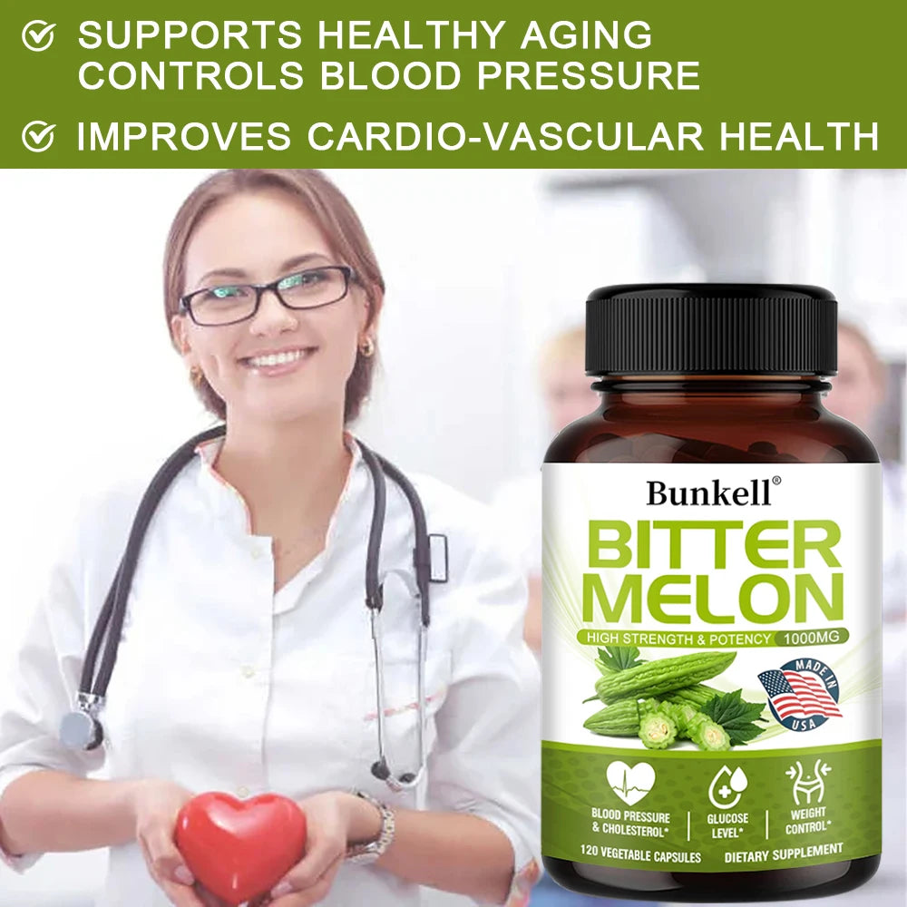 Natural Bitter Melon Extract Capsules 1000mg, Plant Supplement, Support Weight Management, Metabolic Health & Daily Body Balance