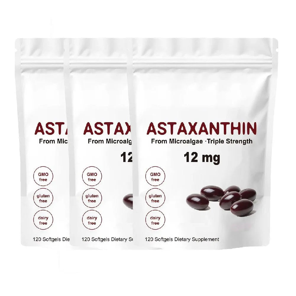 Astaxanthin 12mg, Premium Astaxanthin Antioxidant Supplements with Antioxidant Activity, Supports Eye, Immune, Skin Health