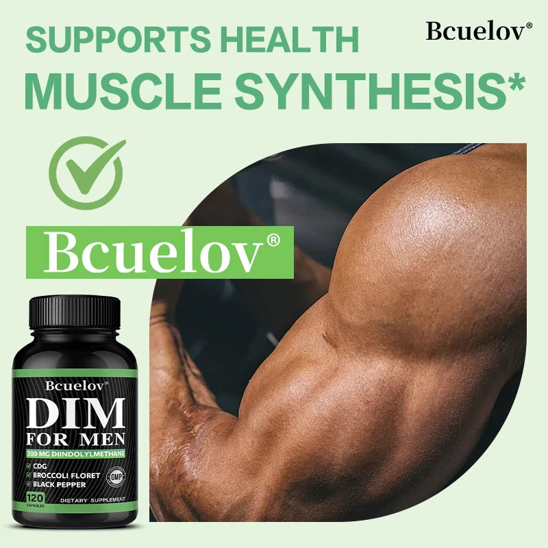 DIM Supplement 120 Capsules with Piperine - Hormone Balance Menopause Prostate Health Metabolism Support, Increase Muscle Mass