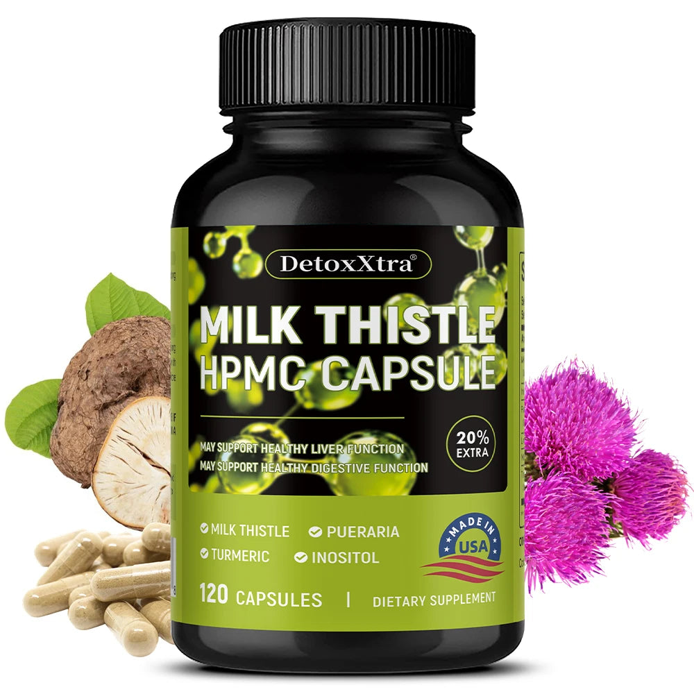 Milk Thistle Liver Cleanse Detox Health Supplement, Supports Healthy Liver Function Men & Women, Boosts Immunity, Antioxidant