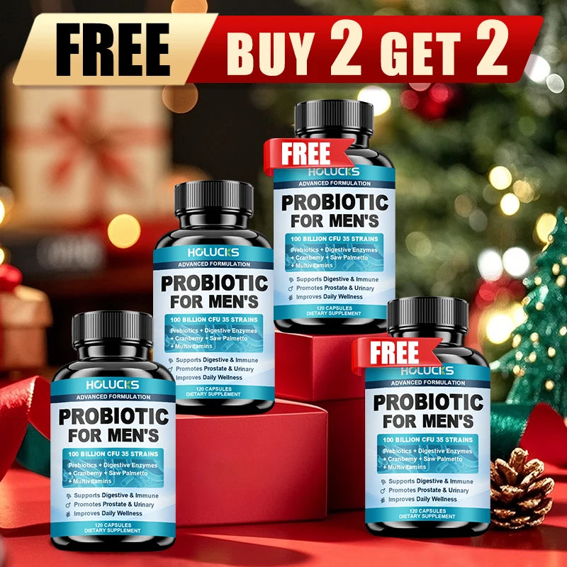 HOLUCKS Men's Probiotic Supplement with Prebiotics & Enzymes, Support Gut Health, Immune System & Daily Overall Wellness for Men