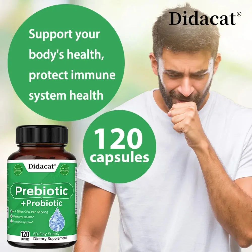 Probiotics & Prebiotics Supplement for Women & Men, Support Digestive Health, Gut Health, Immune System, 120 Capsules