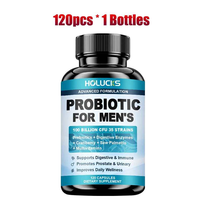 HOLUCKS Men's Probiotic Supplement with Prebiotics & Enzymes, Support Gut Health, Immune System & Daily Overall Wellness for Men
