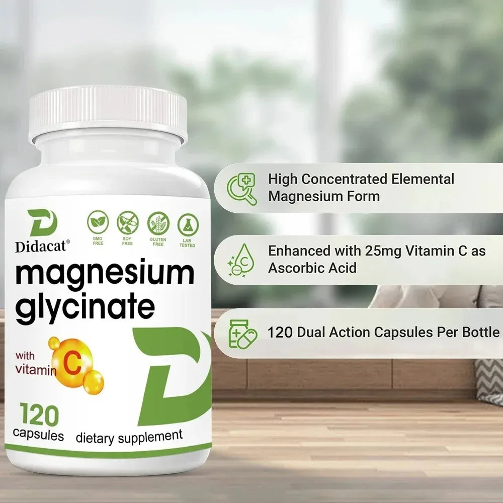 Magnesium Glycinate + Zinc Supplement Capsules, High Absorption, Support Sleep Health, Bone Joint, Brain, Strengthen Immune