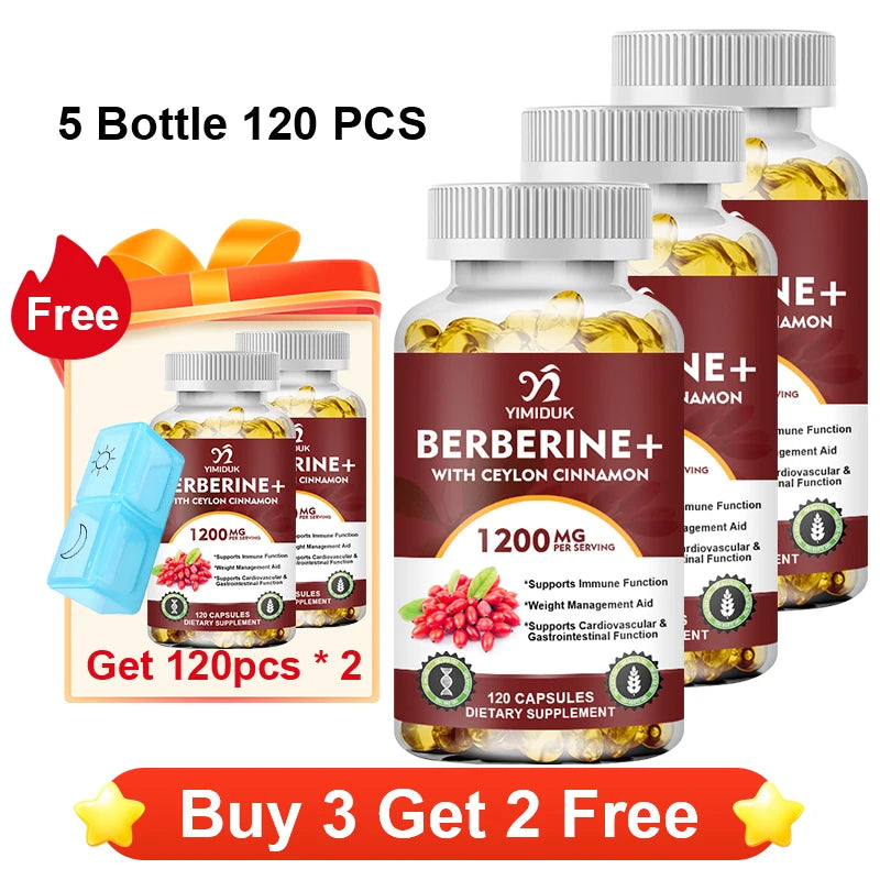 YIMIDUK Berberine Supplement, with Cinnamon & Bitter Melon, Support Heart Health, Weight Management, Cognitive Clarity