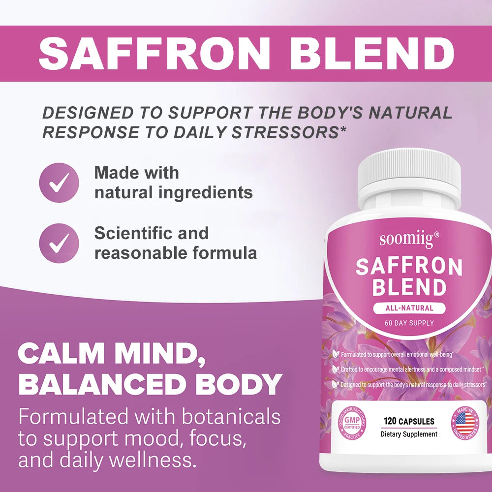 Saffron Supplements Saffron Extract for Mood & Memory, Eye Health - Joint Supplement for Women & Men - 120 Vegan Capsules