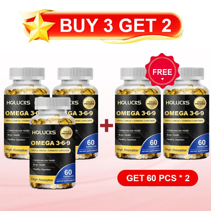 Buy 1 Get 1 Free! Omega 3-6-9 Supplement, Supports Heart & Brain Health, Skin Vitality, Immune Function & Daily Body Balance