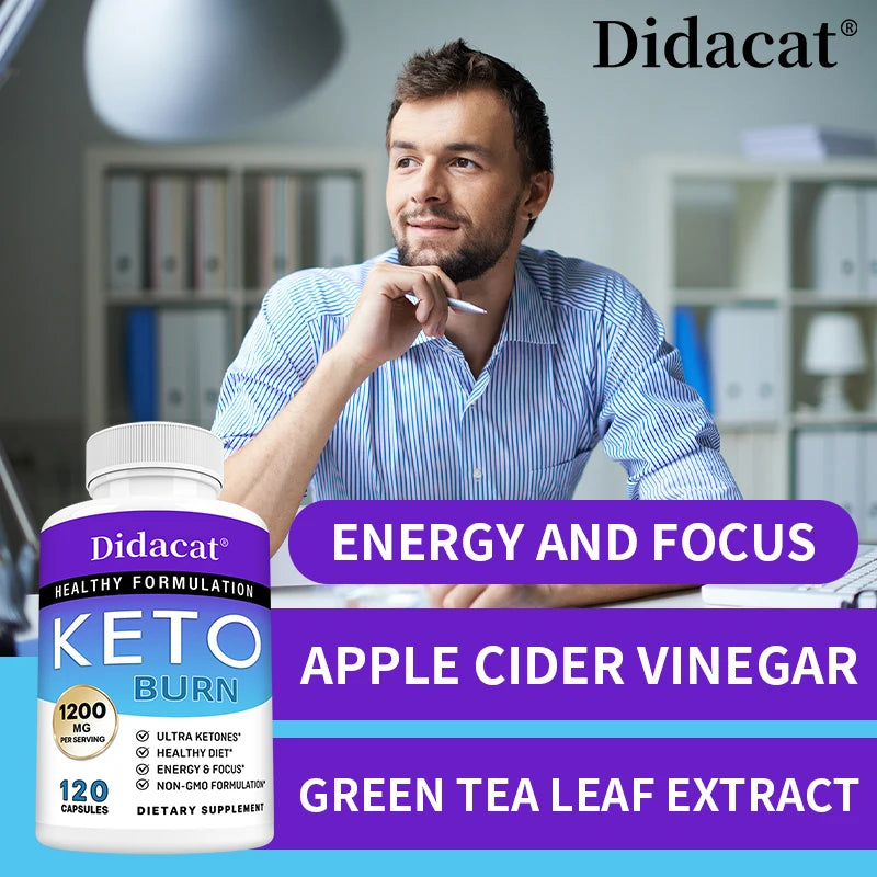 Advanced Keto Supplement - Ketogenic Fat Burner, Suppress Appetite and Support Weight Management, 120 Capsules for Men Women