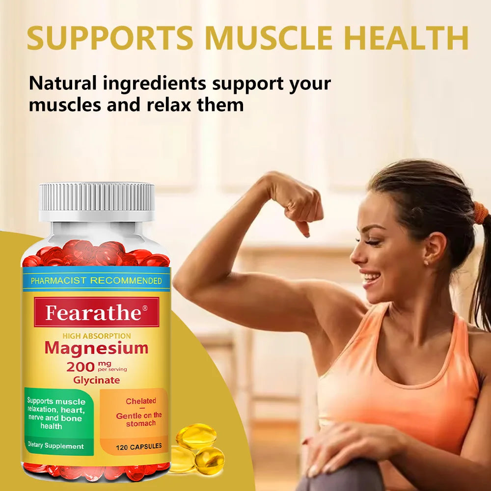 200 Mg Magnesium Glycinate Capsules To Improve Sleep Quality, Support Joint and Bone Marrow Health, and Boost The Immune System
