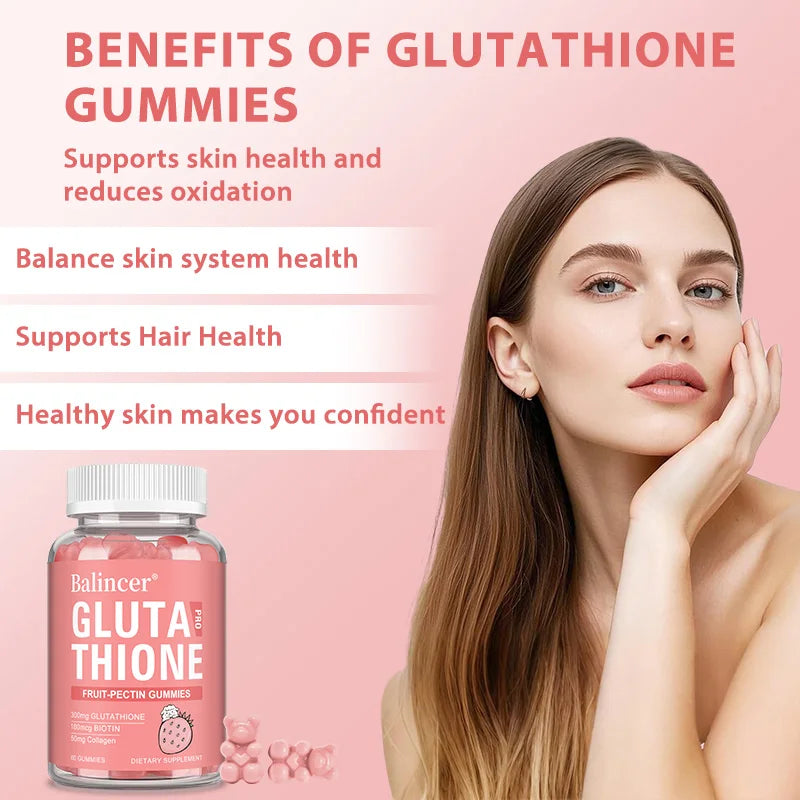 Glutathione Collagen Gummies, Brightening and Anti-aging, Supports Hair, Skin and Nail Health, Glutathione Supplement for Aldult