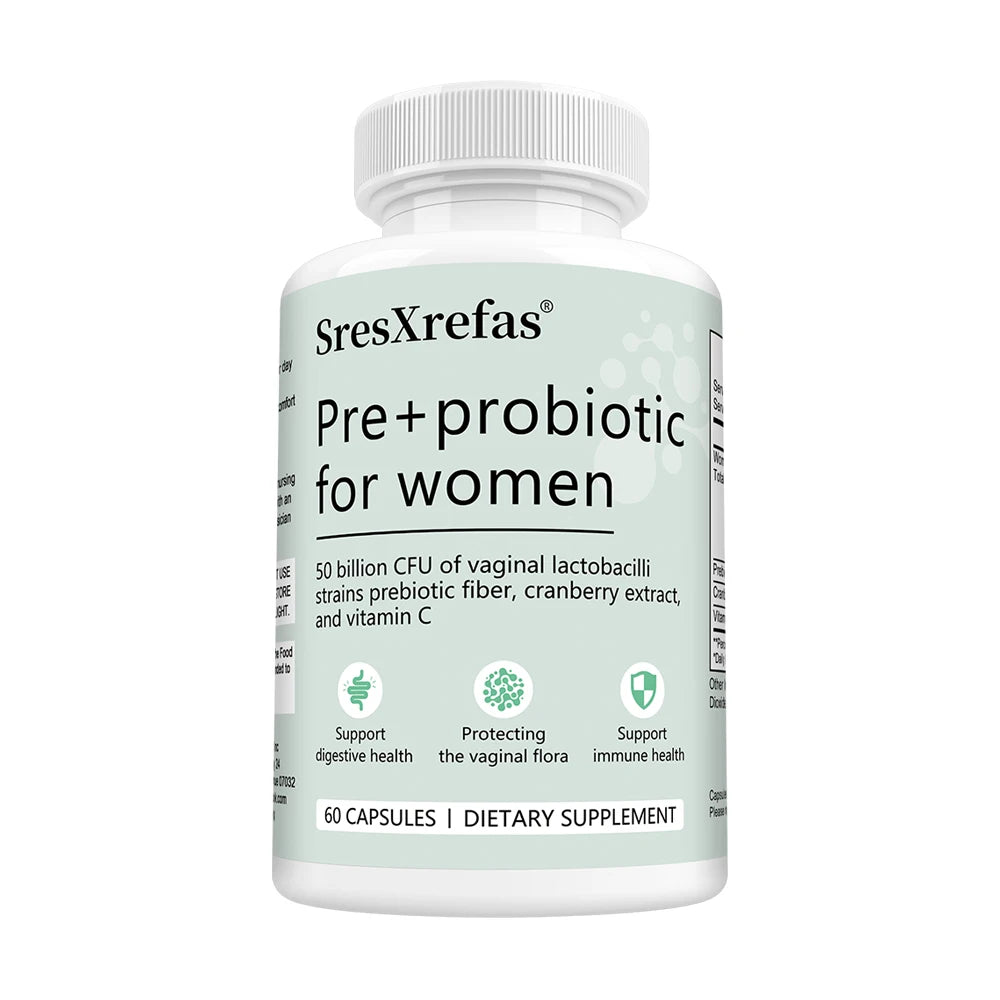 Pre+probiotic Capsules for Women, with Vitamin C, Cranberry Extract, Support Digestive Health, Protecting The Vaginal Flora