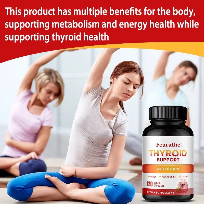 Thyroid Support with Iodine, Improve Your Energy & Mood - Metabolism Booster Thyroid Health Supplement for Women and For Men