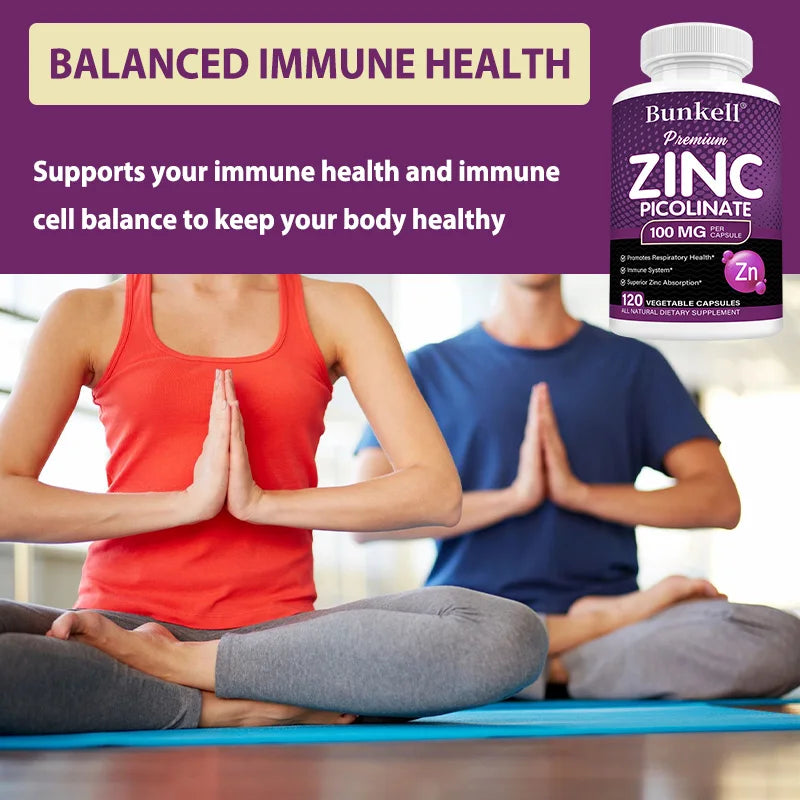 Premium Zinc Picolinate 100mg, High Absorption, Immune Support, Respiratory Health, Energy Production & Sleep Supplement