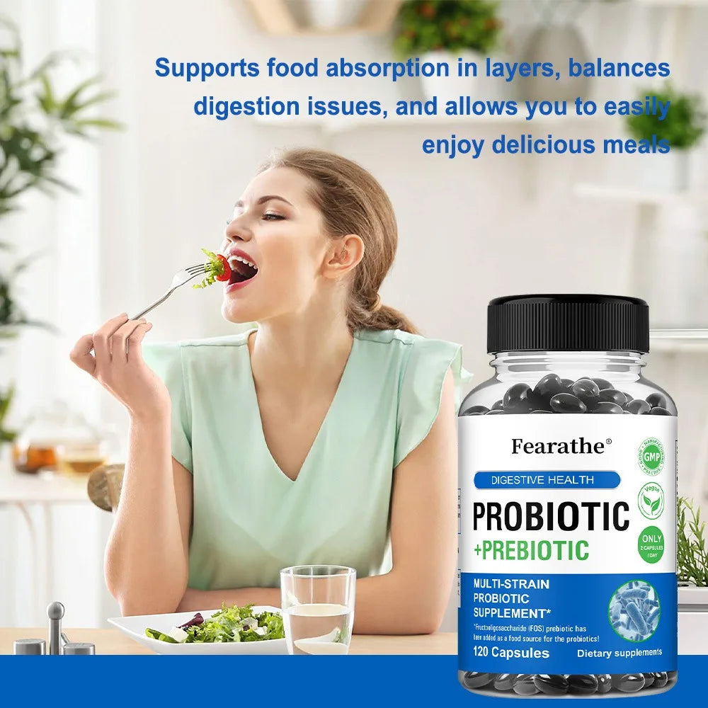 Prebiotics and Probiotics Gut Health Supplement - Digestive Health Acidophilus Probiotic Capsules with Men and Women