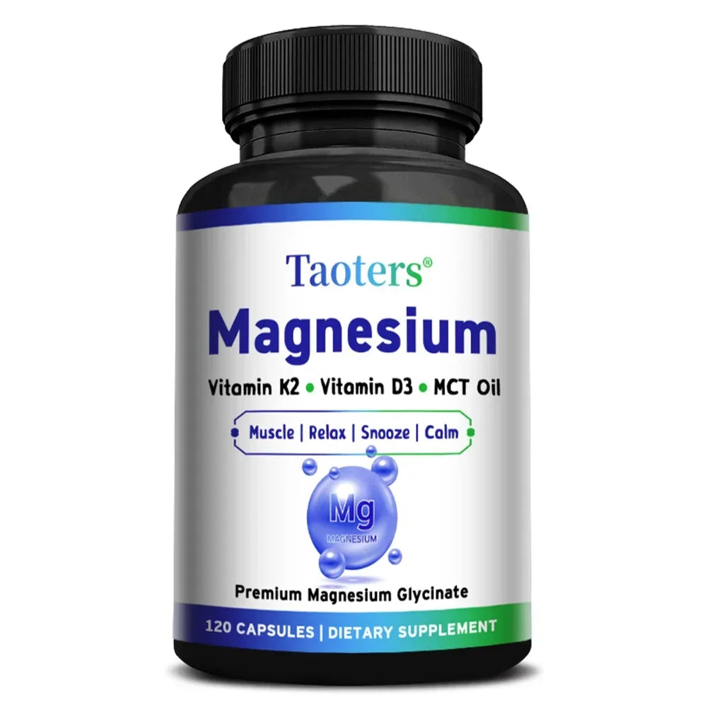 Magnesium Glycinate Capsules - Vitamin K2, D3, Support Bone Joint Wellness, Muscle Recovery, Nerve Mood Balance & Sleep Quality