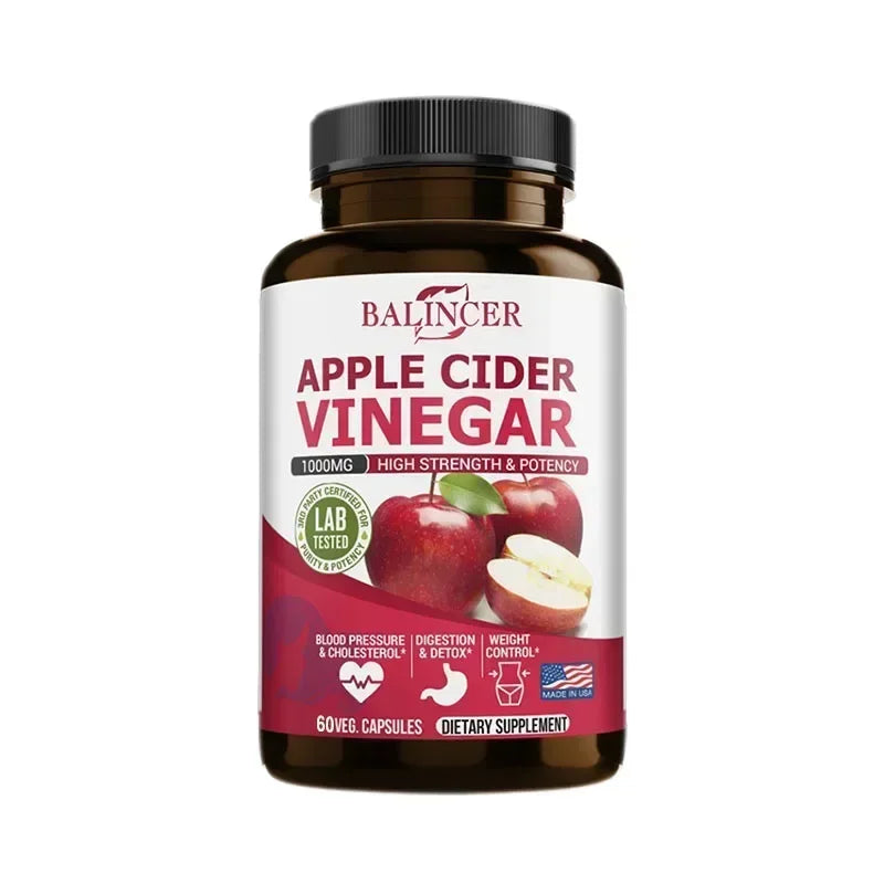 Apple Cider Vinegar Supplement - Fat Burning, Weight Management, Detox, Improves Digestion, Non-GMO- 120 Capsules
