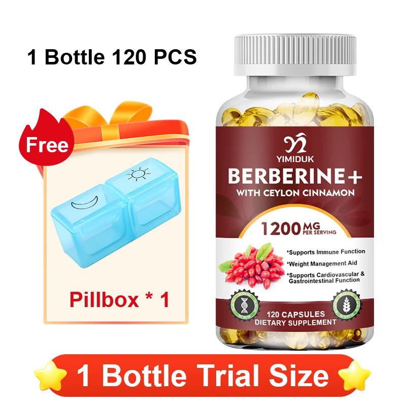 YIMIDUK Berberine Supplement, with Cinnamon & Bitter Melon, Support Heart Health, Weight Management, Cognitive Clarity