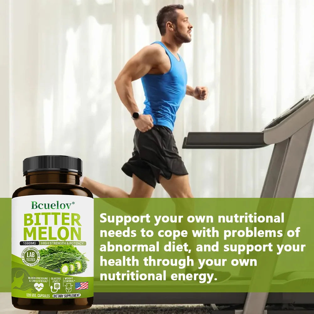 Natural Bitter Melon Capsules, Promote Blood Circulation, Weight Management, Blood Sugar Support Supplement, 120 Capsules