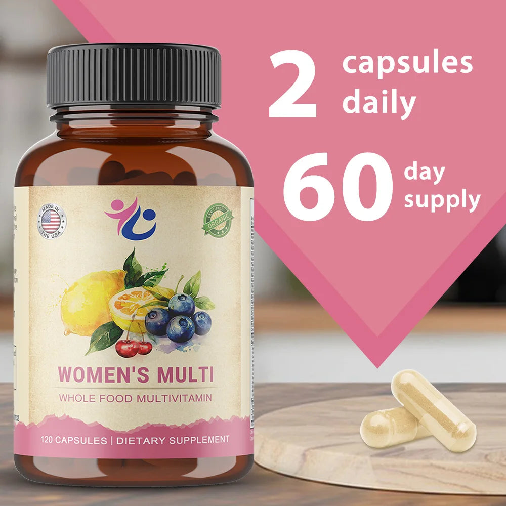 Women’s Multivitamin Capsules with Vitamin A C D E K & Full B Complex, Supports Immunity, Bone, Heart, Skin, Hair & Nails Health