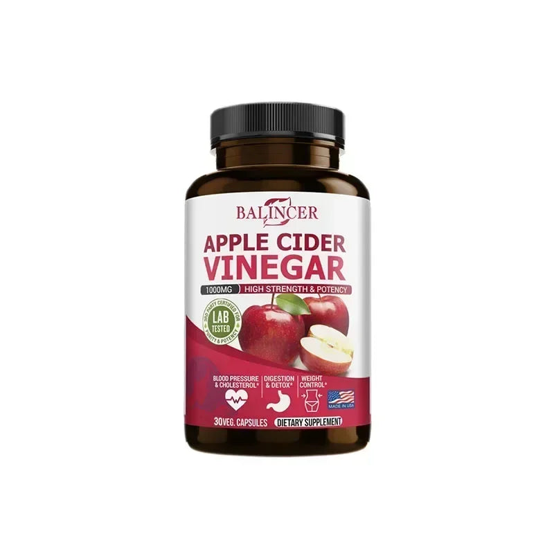 Apple Cider Vinegar Supplement - Fat Burning, Weight Management, Detox, Improves Digestion, Non-GMO- 120 Capsules