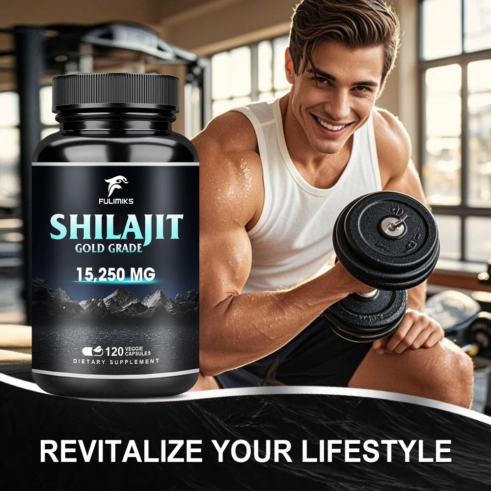 Pure Shilajit Supplement, Immune Support, Support Men and Women's Overall Health, Replenishes Body Minerals, 120 Capsules