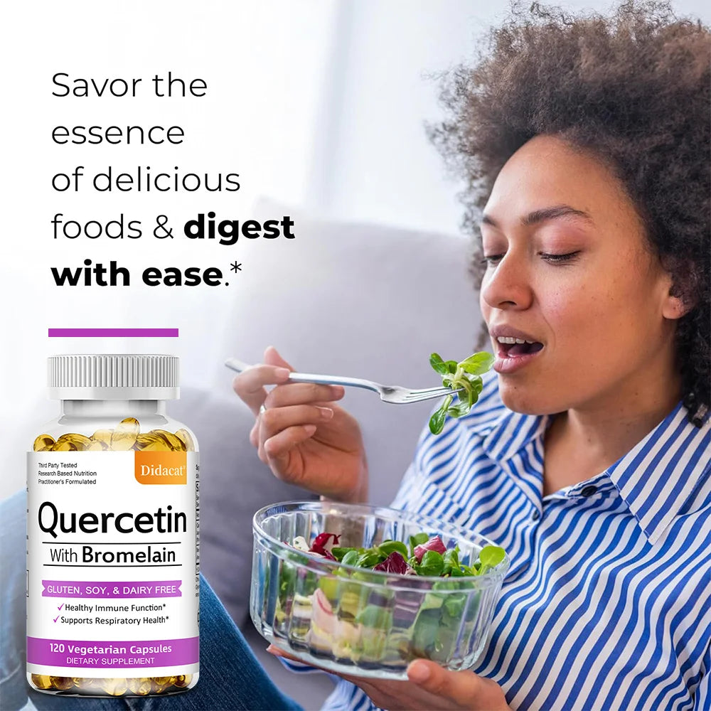 Quercetin with Bromelain Supplement, Enhance Immunity Respiratory, Antioxidant and Help Maintain Cardiovascular Health