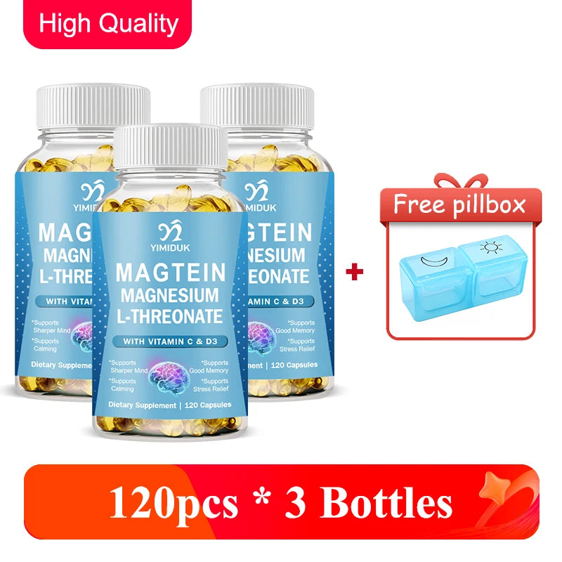 Magnesium L-Threonate Capsules With Vitamin C, Support Focus, Calming Sleep & Brain Health Formula, Men & Women