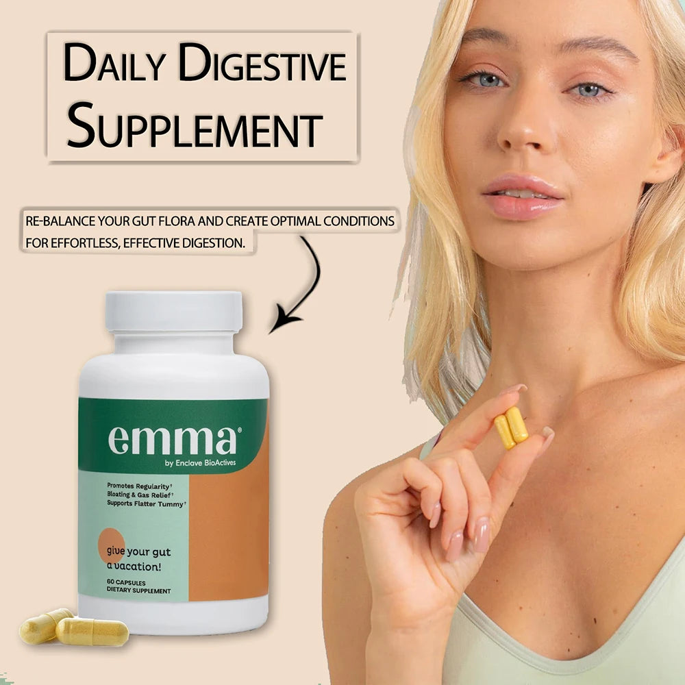 Emma Gut Health Relief Supplement | 60 Digestive Capsules For Women & Men | Helps Ease Bloating & Digestion