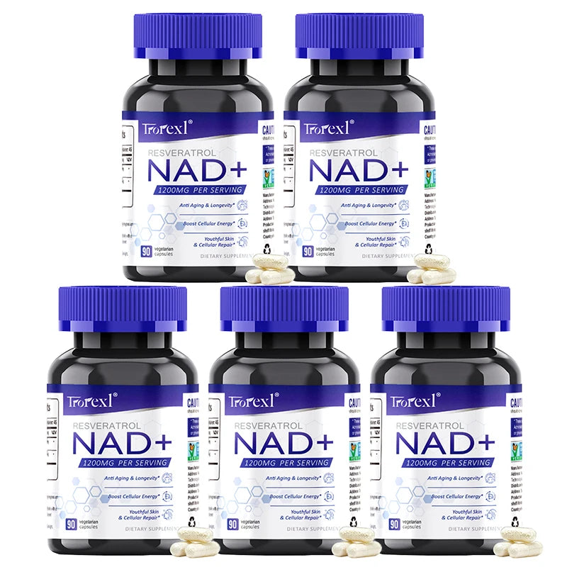 NAD + Resveratrol Supplement NAD Plus Boosting - Supports Cellular Energy, Anti-aging, Metabolism, Skin Health