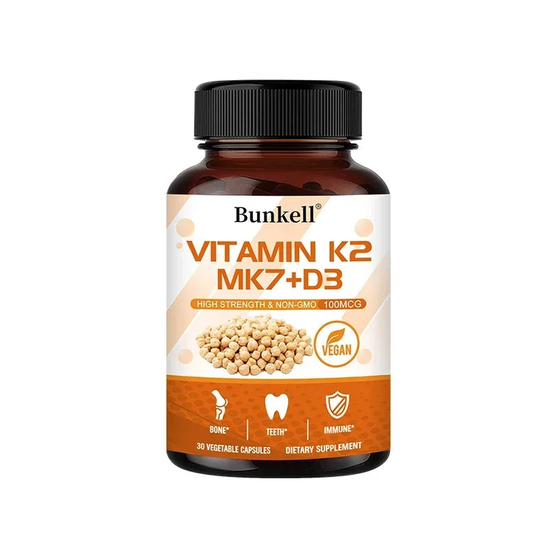 Bunkell Vitamin D3 + K2 Supplement Supports Bone and Dental Health and Enhances Immunity for Men & Women