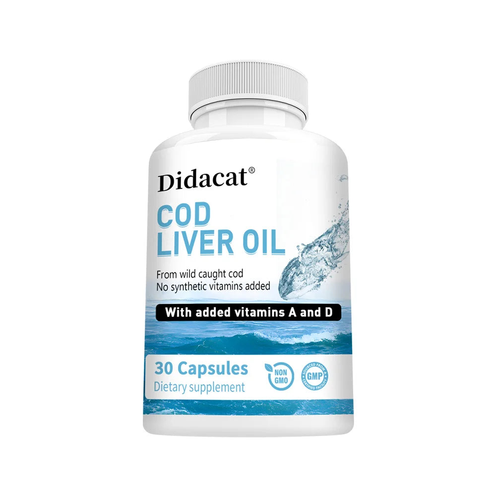 Cod Liver Oil Plus Vitamins A and D Dietary Supplement Softgels for Immune Health, Promoting Bone, Skin Health, Vision Support