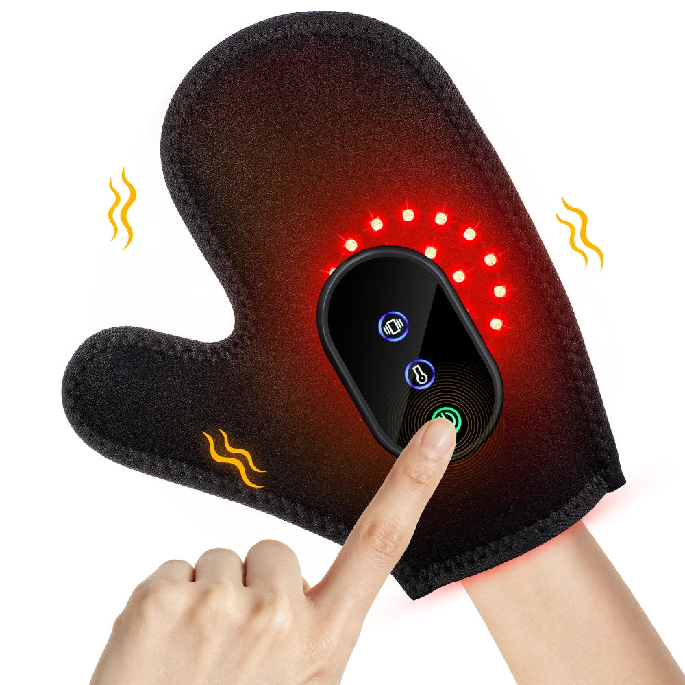 Cordless Heated Glove LED Light Hand Massager Rechargeable Hand Warmer for Wrist Finger Joint Relief Full Wrap Relaxation