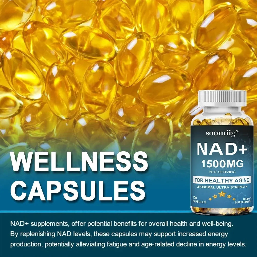 NAD+ Supplement-with Trans-Resveratrol, Support Skin Health, Cell Repair, Brain Cognition, Anti-Aging, Antioxidant, 120 Capsules