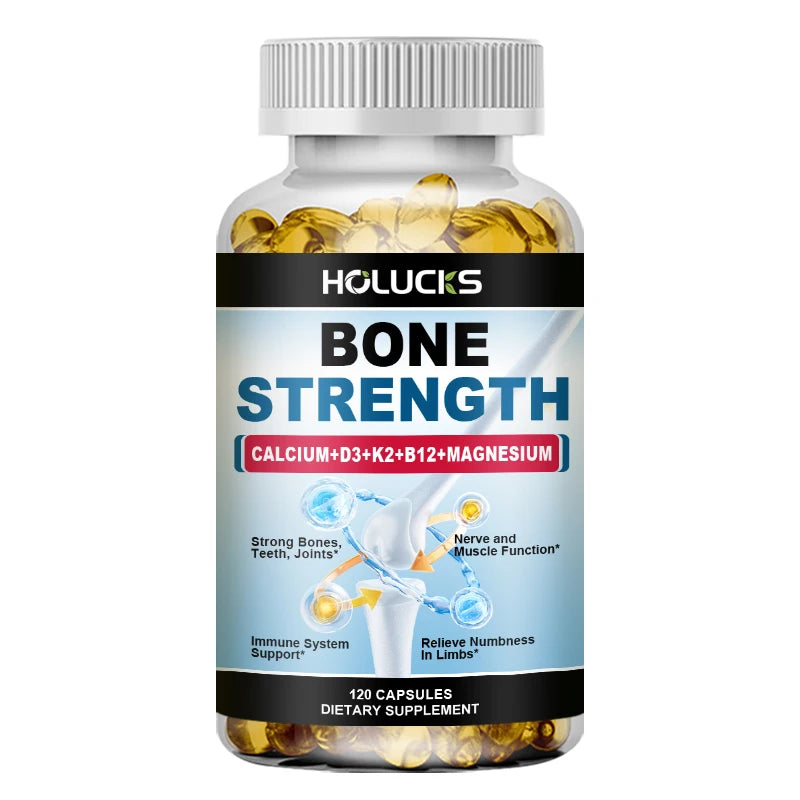 Bone Strength Complex with Calcium, D3, K2 & Magnesium, Supports Healthy Bones, Joint Mobility & Muscle Function for Adults