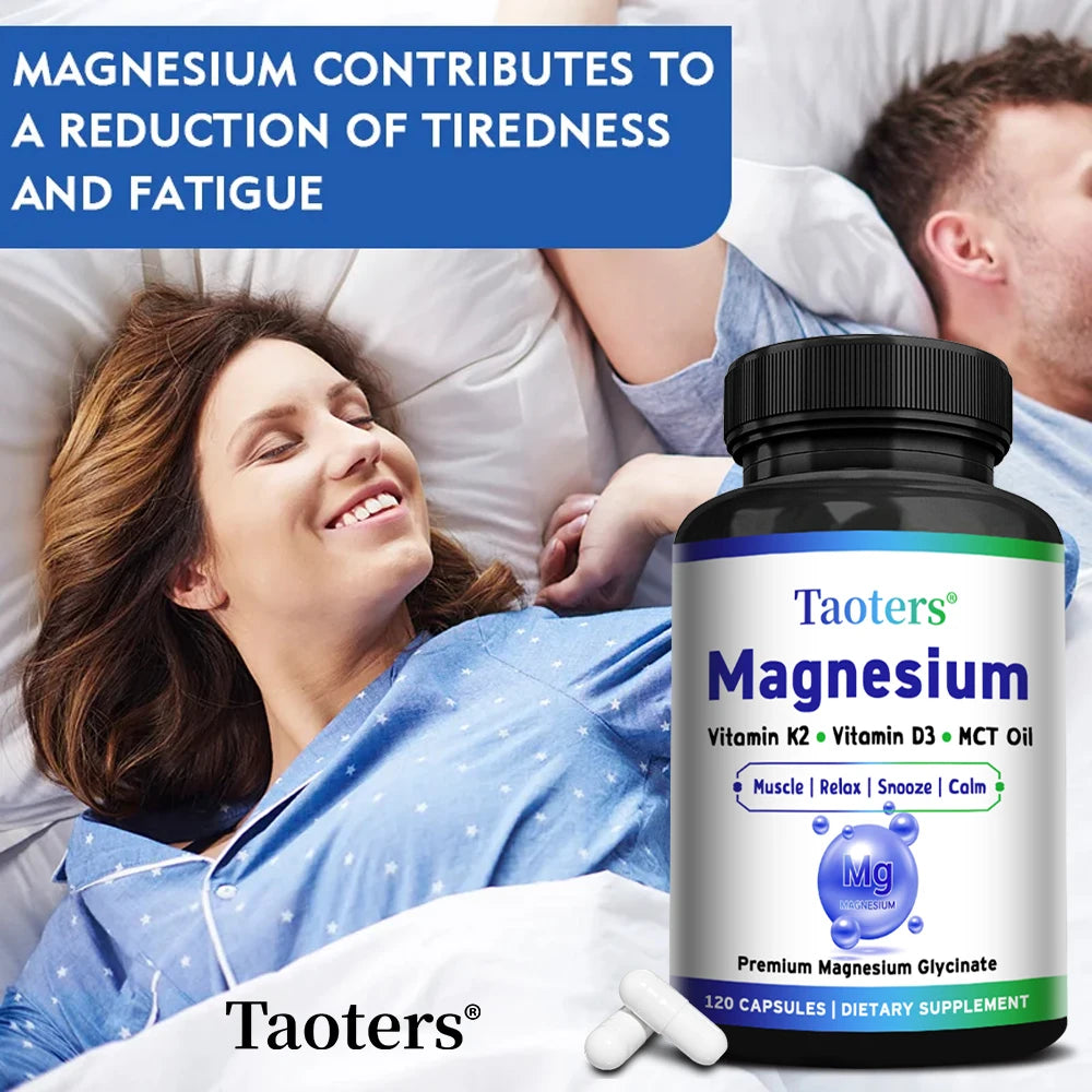Magnesium Glycinate Capsules - Vitamin K2, D3, Support Bone Joint Wellness, Muscle Recovery, Nerve Mood Balance & Sleep Quality