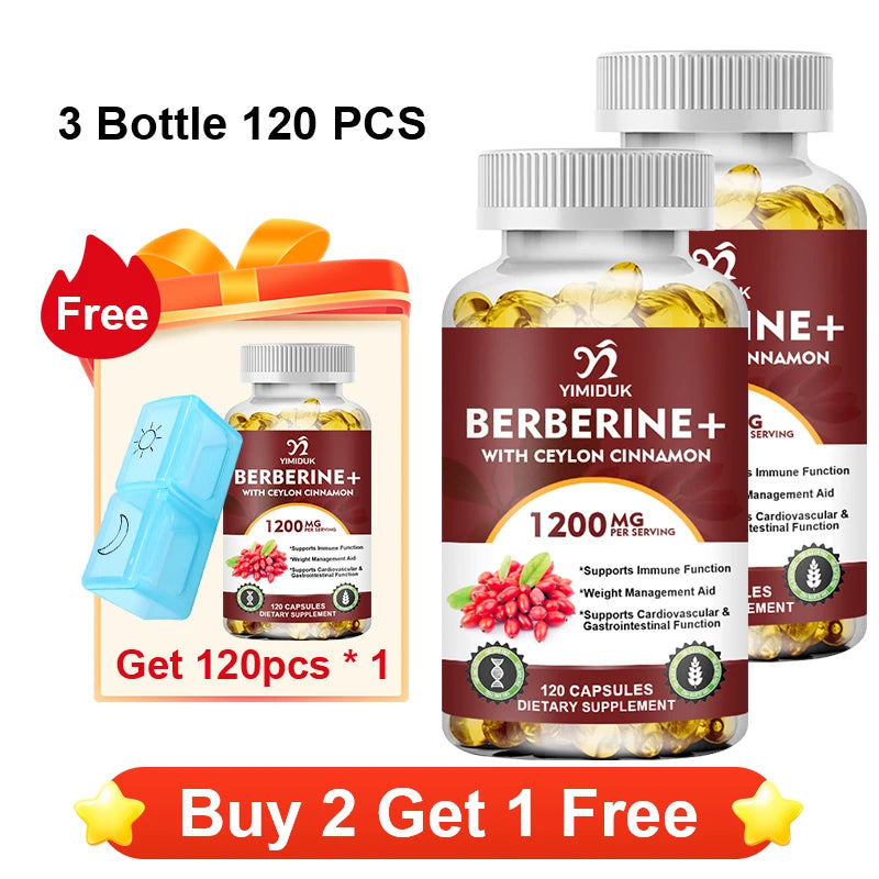 YIMIDUK Berberine Supplement, with Cinnamon & Bitter Melon, Support Heart Health, Weight Management, Cognitive Clarity