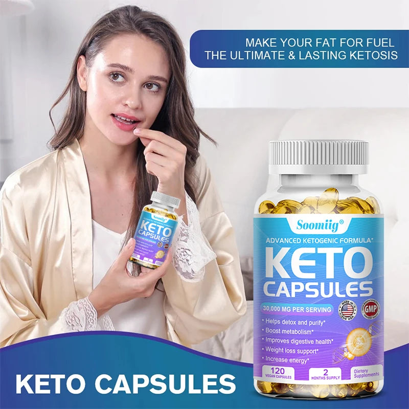 Keto Capsules Supplement for Keto Diet, Boost Fat Metabolism, Weight Management, Detoxification, Energy & Mental Focus