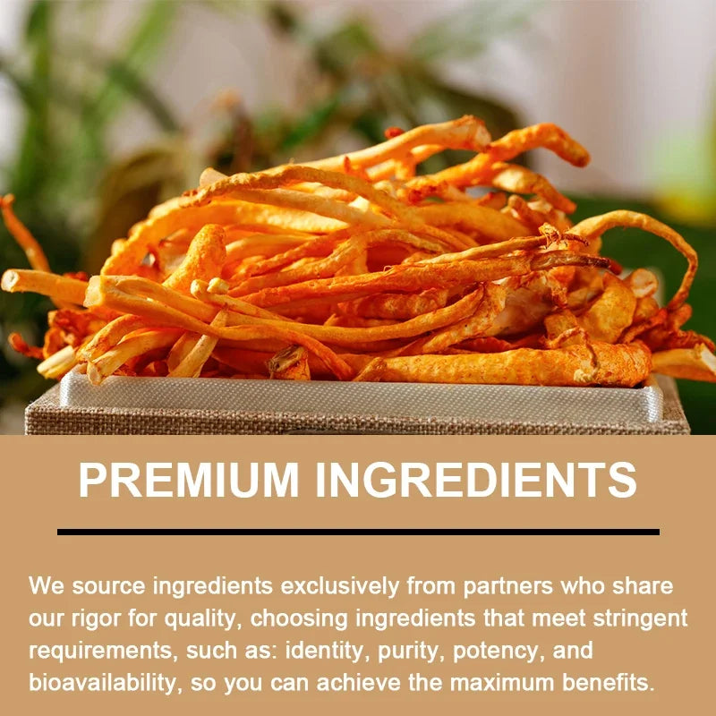 Natural Cordyceps 1000 Mg Supplement - Non-GMO 120 Capsules, Stamina and Energy Support, Helps Immune & Cardiovascular Health