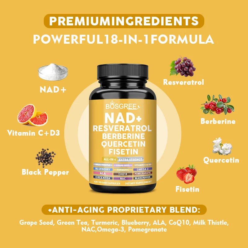 Liposomal NAD Resveratrol Supplement Support Cellular Health,Energy + Healthy Aging,Metabolic Support,Supplement for Men&Women