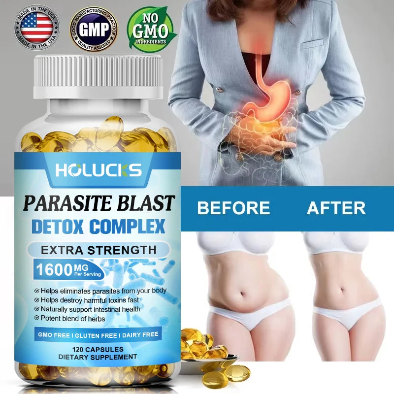 Extra Strength Parasite Cleanse Supplement, Natural Herbal Blend, Support Intestinal Health & Full Body Detox for Men & Women